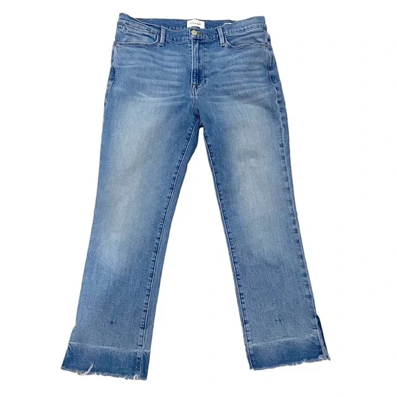 Frame Denim Le High Straight Raw Edge Side Slit in Imogen Dip Size 31 LHSTRAS204 - Picture 2 of 11